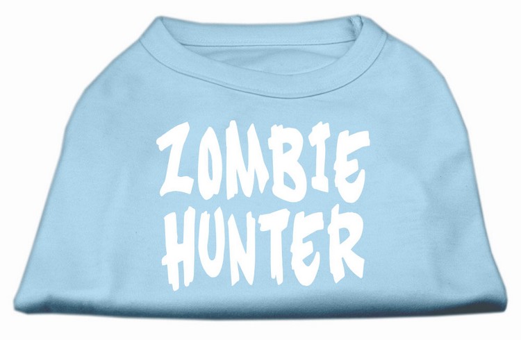 Zombie Hunter Screen Print Shirt Baby Blue XL